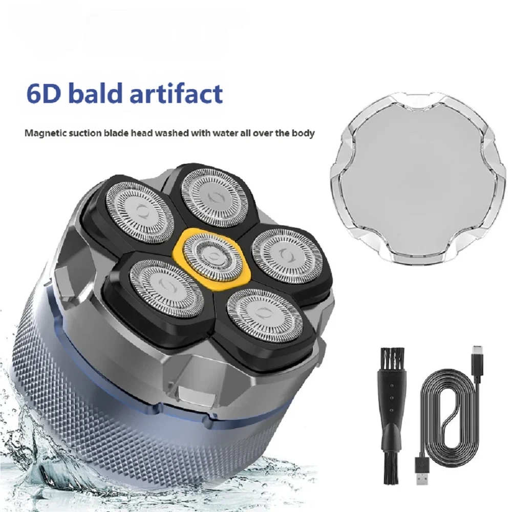 Electric Head Shavers for Bald Men 6D Magnetic Razor Beard Trimmer USB Rechargeable LED Display Waterproof Beard Shavers