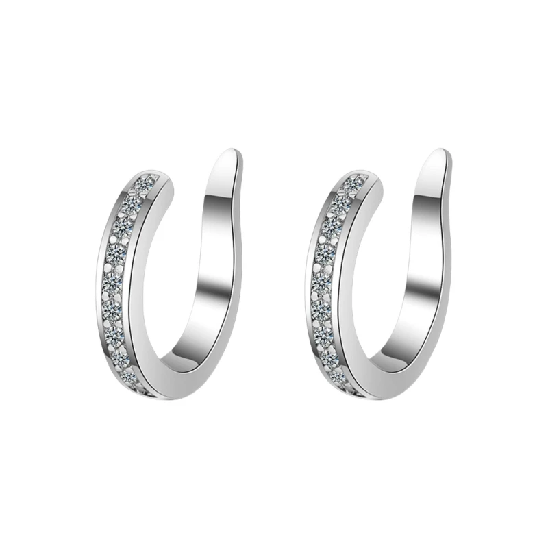 

Trendy Clip Earring for Sensitive Skin Crystals Embellished Copper Materials E0BF