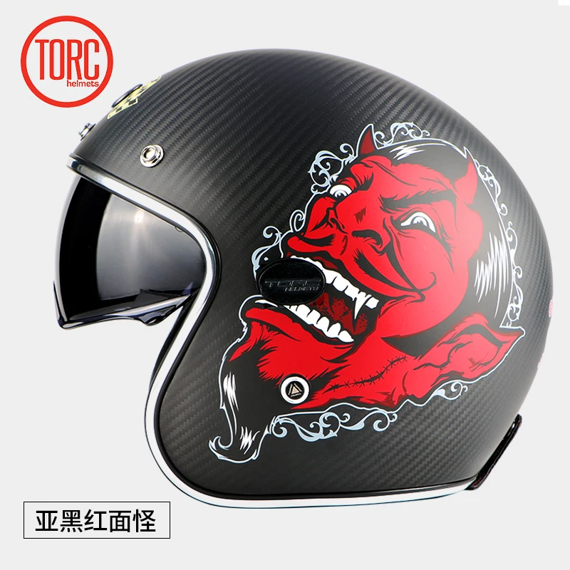 TORC carbon fiber helmet Motorcycle Vintage  racing helmet Motorbike Jet Open face retro 3/4 helmet V587 approve ECE