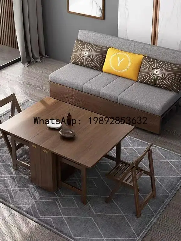 YFY New Chinese Style Solid Wood Sofa Bed Dual-use Small  Foldable Bed Multi-functional Living Room Dual-use Sliding Bed