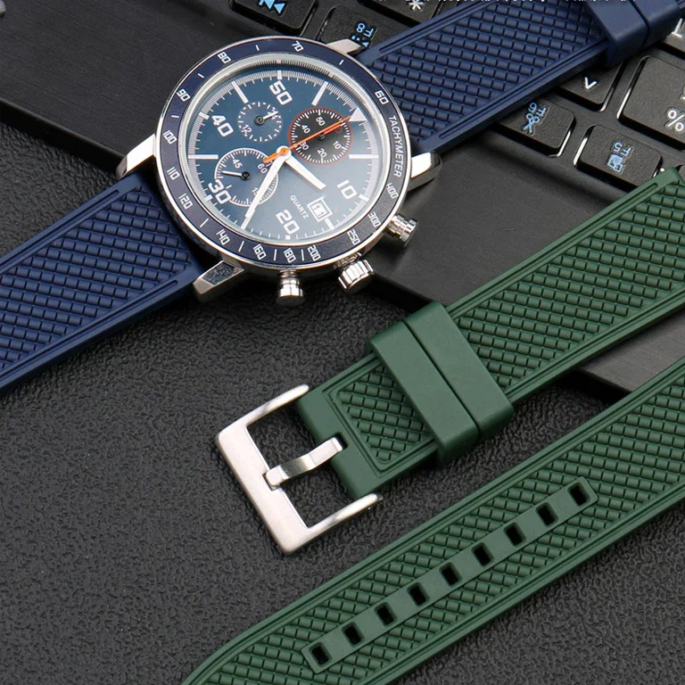 Ремешок из фторокаучука 18 мм, 20 мм, 22 мм, быстросъемный ремешок из FKM, спортивный водонепроницаемый мужской и женский сменный ремешок для часов, аксессуары