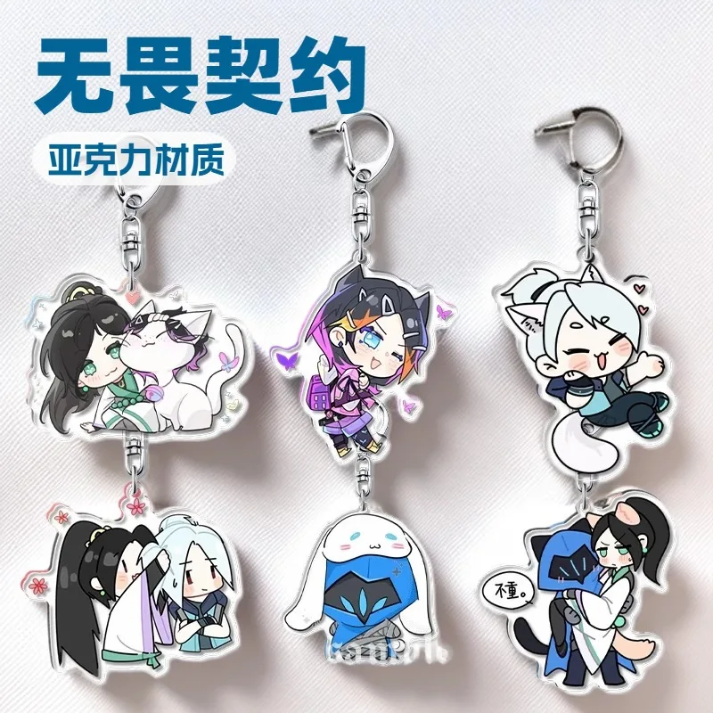 Cartoon VALORANTing Anime Games Character Veto Waylay Tejo Vyse Acrylic Keychains Backpack Clothing Accessories Pendant Gifts