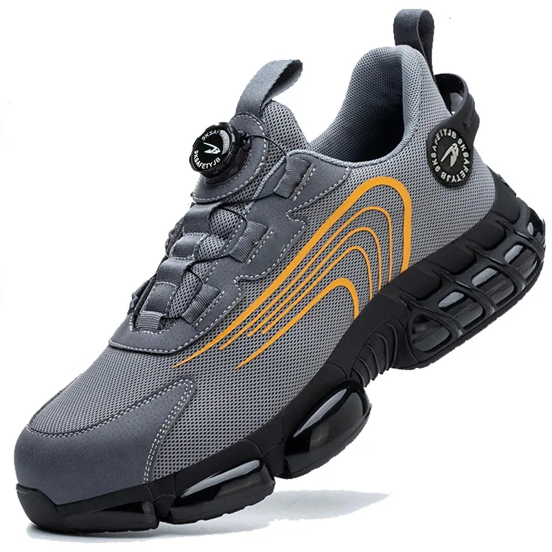 Rotierende Knopf Sicherheitsschuhe Männer Stahlkappe Sneaker Air Kissen Arbeit Mann Pannensichere Arbeitssicherheit Industrielle Schutzschuhe – Detail 2