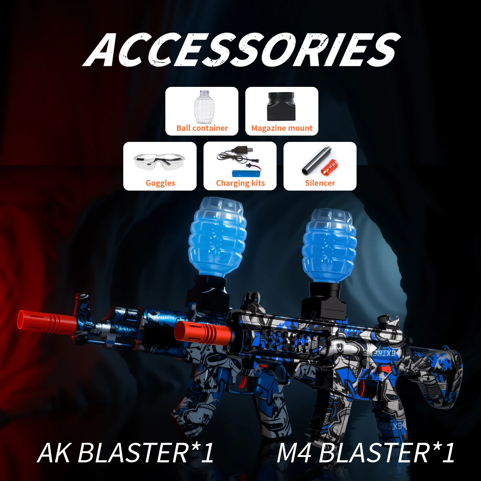 2-Pack Gel Ball Blaster,ปืนสาดไฟฟ้าอัตโนมัติ,เกมกลางแจ้ง/ในร่ม (อายุ 14 ปีขึ้นไป)