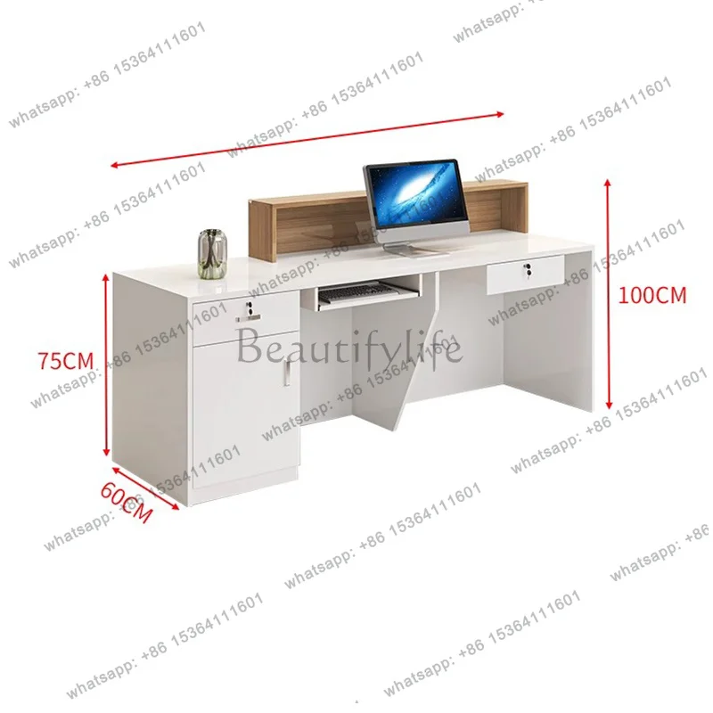 LJY Aesthetic Storage Reception Desk Counter Decorations Modern Office Reception Desk Counter Cashier Luxury Commercial Furnitur