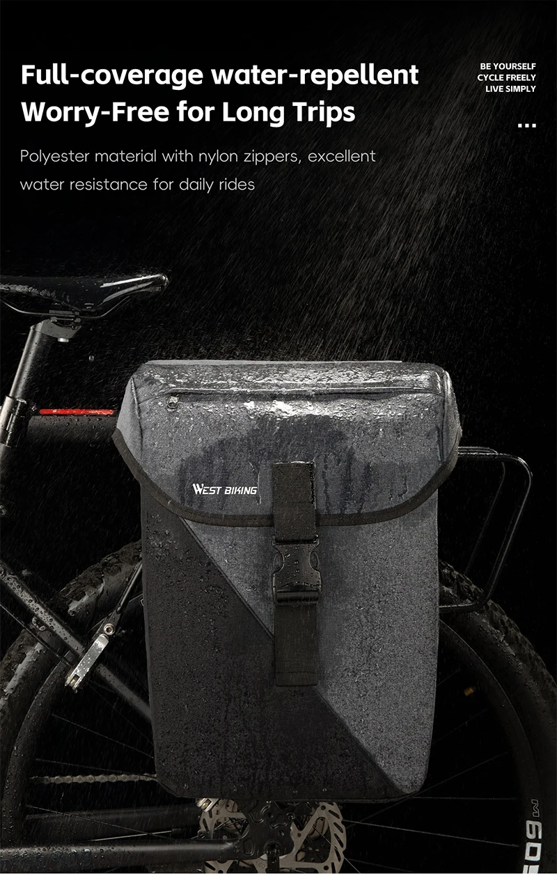 WEST BIKING Doppelseitige Fahrrad-Gepäckträgertasche 32L Wasserdichte Fahrradtasche für Langstreckenfahrten MTB Gepäckträger Fahrradzubehör – Detail 5