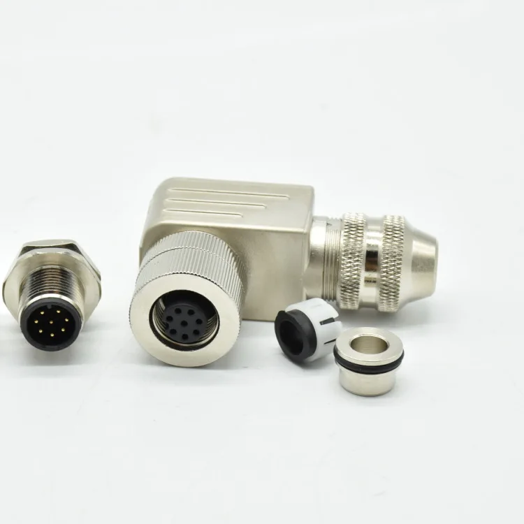 

M12 elbow with shielded waterproof aviation plug M12-4P/5P/8P connector all metal - special price M12 Passive Components