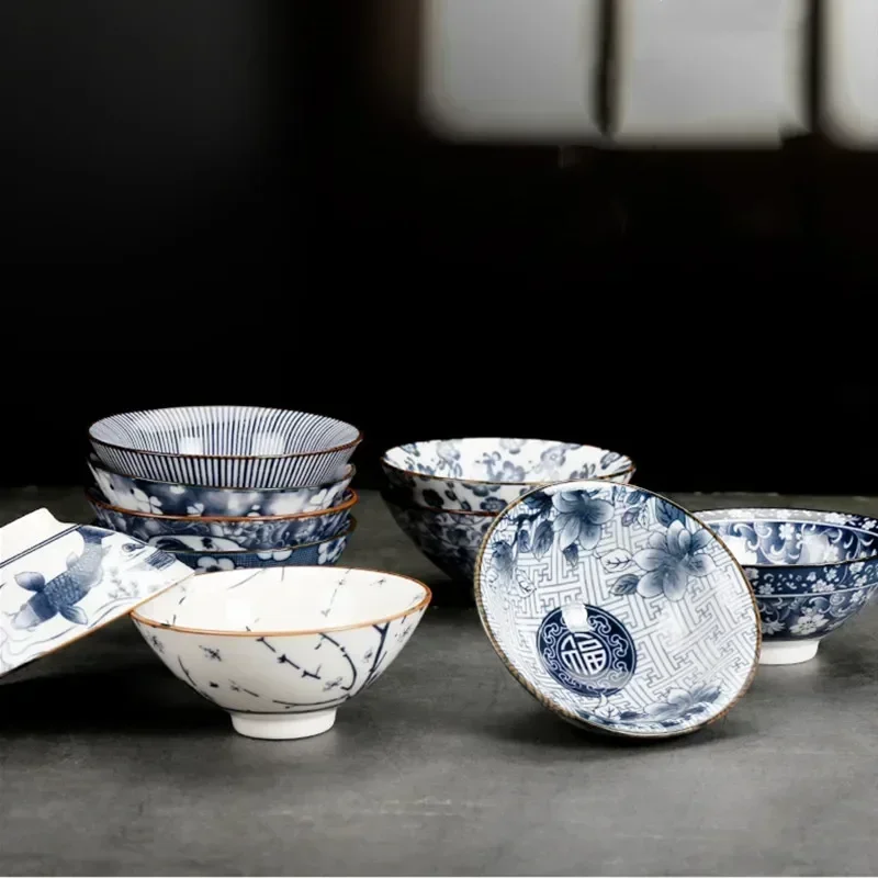 1 PCS Handmade Blue and White Porcelain Teacup Travel Ceramic Tea Bowl Anti Scaling Hand-Painted Cone Cup Meditation Cup Tea Set