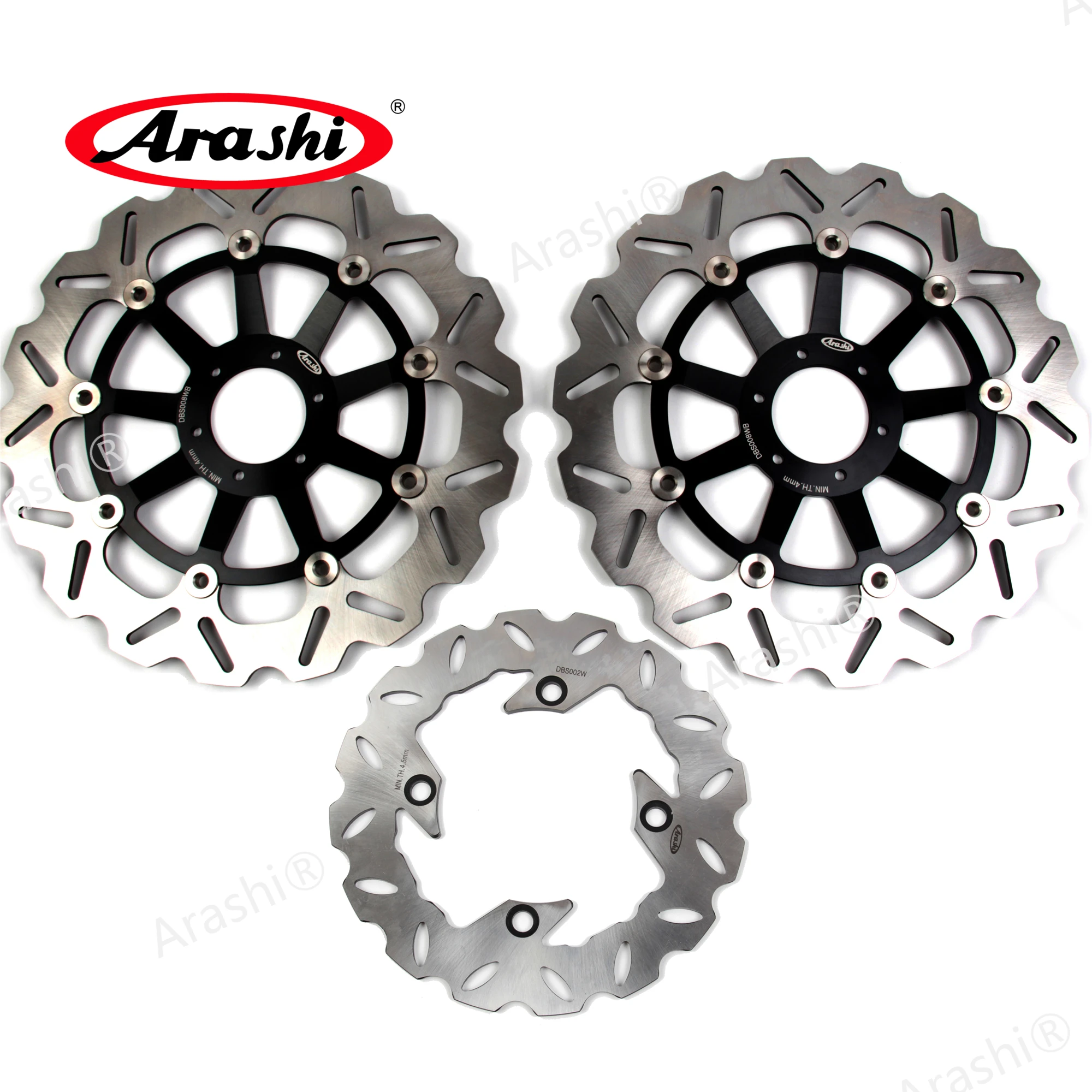 Arashi 1 Set 296 / 220 mm Brake Discs For HONDA VTR F SUPER HAWK 1000 1997 - 2007 CNC Floating Front Rear Rotors 1998 1999 2000