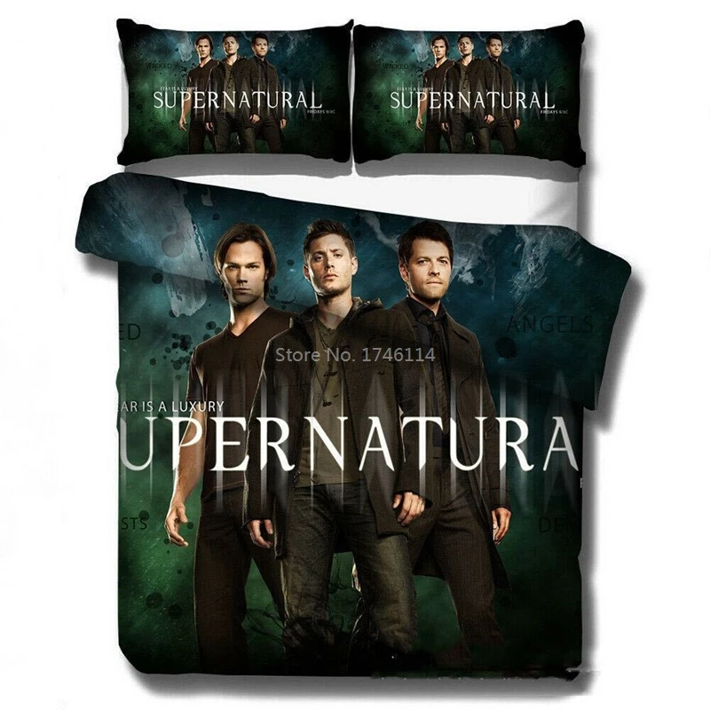 Supernatural TV Series Printing Bedding Set Duvet Cover Pillowcases Comfortable Bed Linens Bedclothes Twin Full Queen King Size