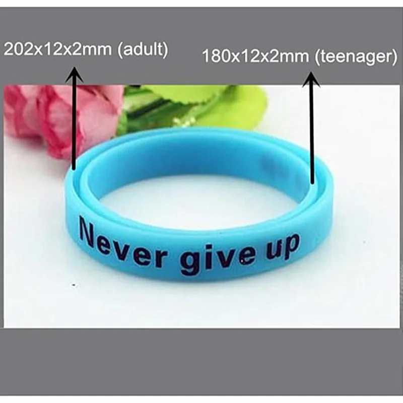 2pcs Never Give Up Silicone Wristband Glow in The Dark Rubber Band Luminous Bracelet Motivational Wrist Strap Inspirational Gift