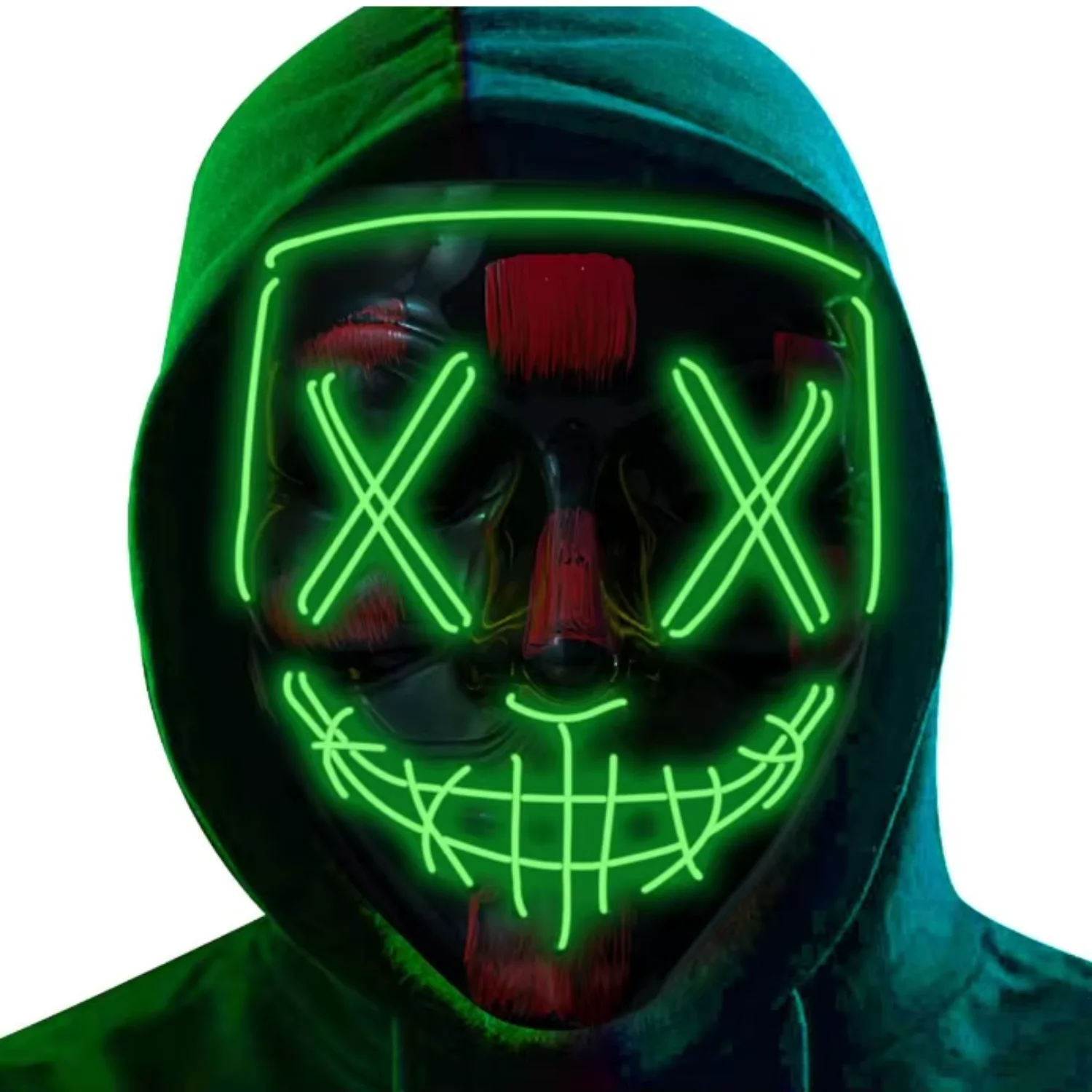 Cosplay Halloween Costume LED Light up Scary mask halloween mask face for Man Kids