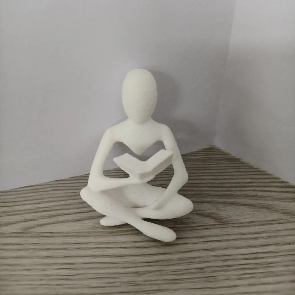 Modern Mini Reader Sculpture Ornament Abstract Decorative Reader-Shaped Statue Minimalist 3D Printed Thinker Statue Study
