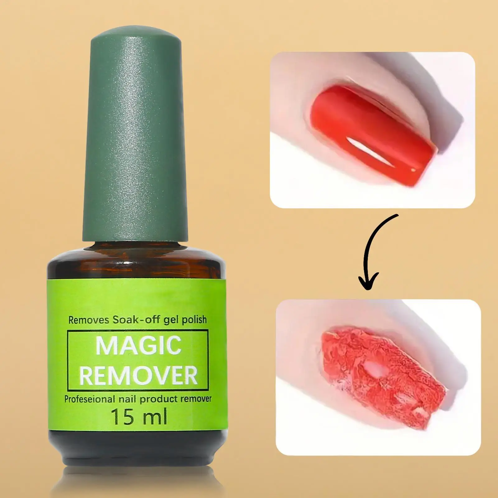 Gel-Nagellackentferner, Nagellack zum Einweichen, 3 Minuten entfernen schnell und leicht Gel-Nagellack, 15 ml, schnell wirkendes Maniküre-Werkzeug