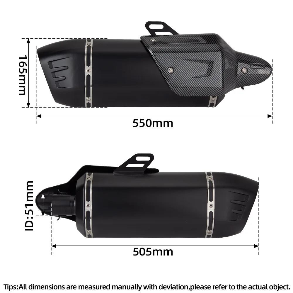 Motorcycle General Exhaust Pipe Modified NINJA400 R6 CBR500 S7 Full Carbon Fiber Large Displacement Tailpipe