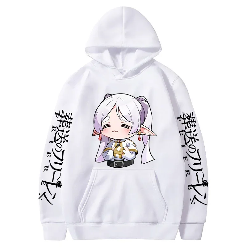 

Cartoon Cute Frieren Women Hoodies Beyond Journey's End Manga Print Hooded Sweatshirts Autumn Winter Soft Plus Size Streetwear