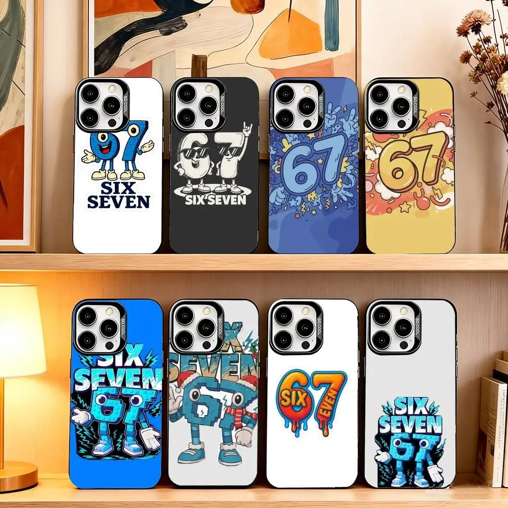 

67 Six-S-Seven Phone Case For iPhone 17,16,15,14,13,12,11 Plus,Pro Max,XS,Colored Silver Plated Inside Cover
