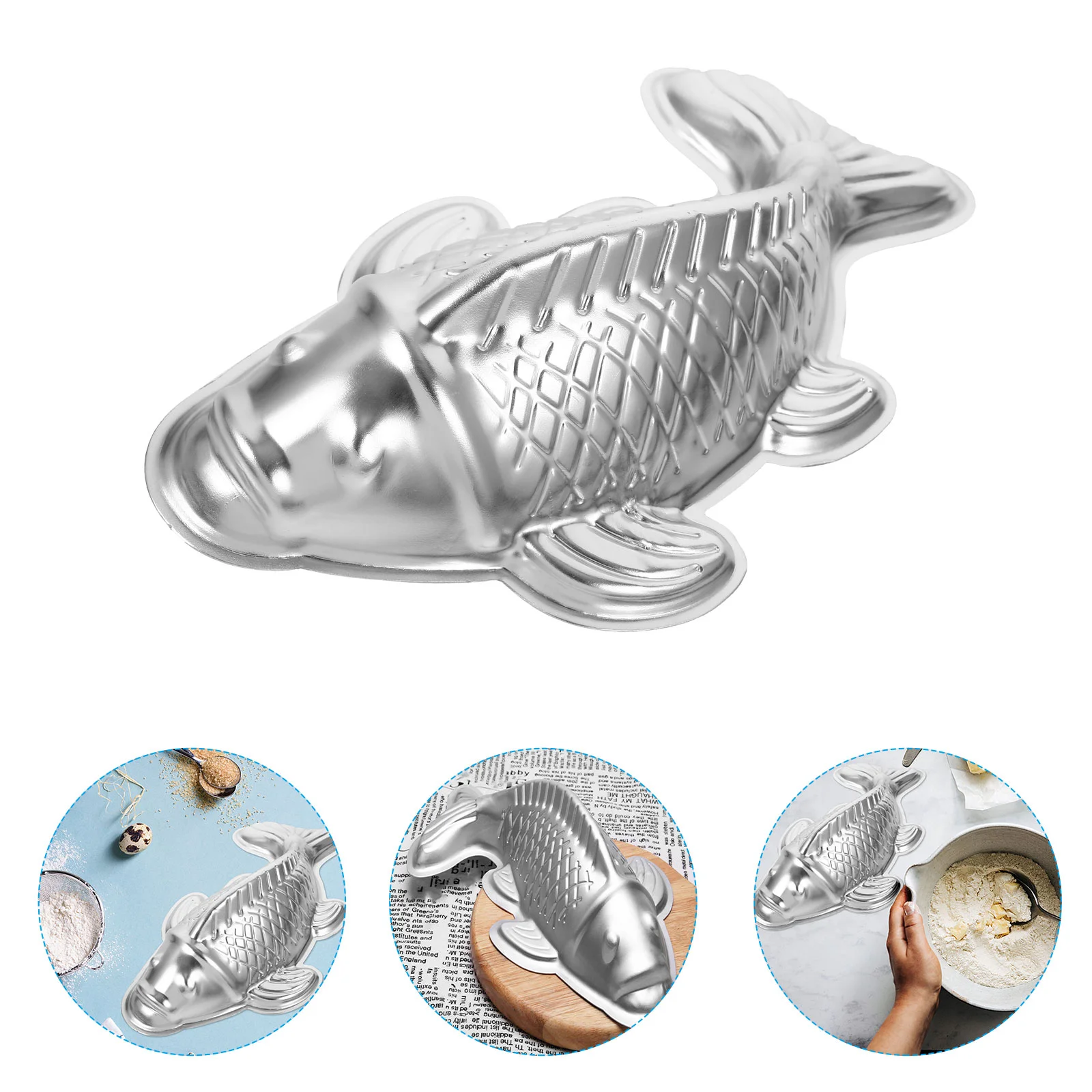 Carp Cake Mold Aluminium Alloy 3D Mould Tin Cake Pan Nonstick Bakeware for Jelly Musubi Rice Pudding Making Size