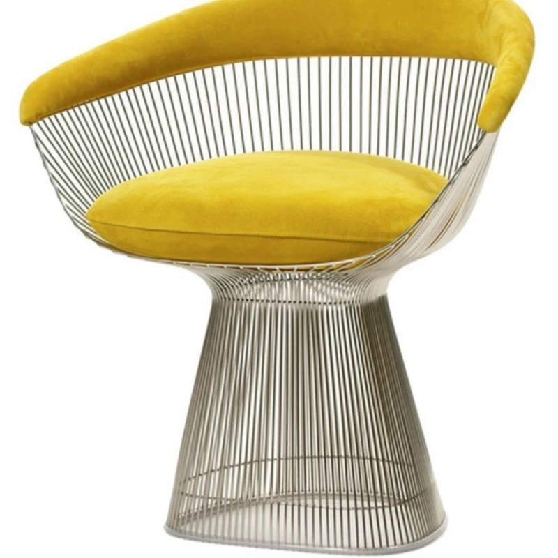 

Современный обеденный стул в скандинавском стиле с золотистой сеткой из ткани и кожи, обеденный стул Platner, креативный сетчатый стул