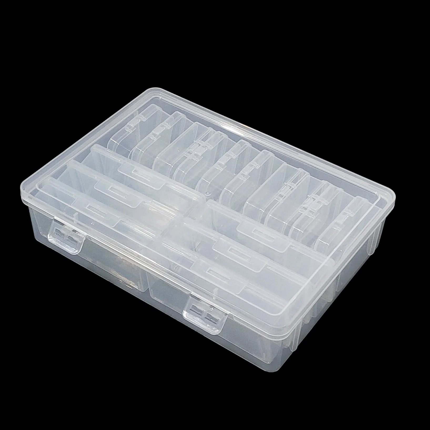 Large Transparent Storage Box with Lid- 16 Compartments, Stackable Plastic Organizer for Jewelry, Beads, Sewing, Electronics, Ha
