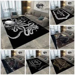 Square Flannel Kraken Rum Carpet Classic Rum Pattern Decorative Rugs Bar Decor Mats Modern Home Living Room Floor Mats