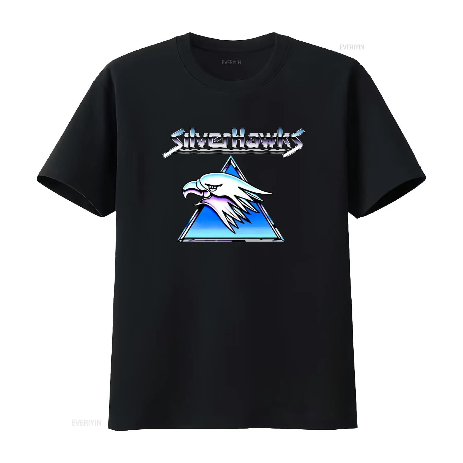 SilverHawks Logo-T-Shirt im Retro-Design, hochwertiger Druck, bequemer Stoff, Vintage-Waschung, Top für den Alltag, Streetwear