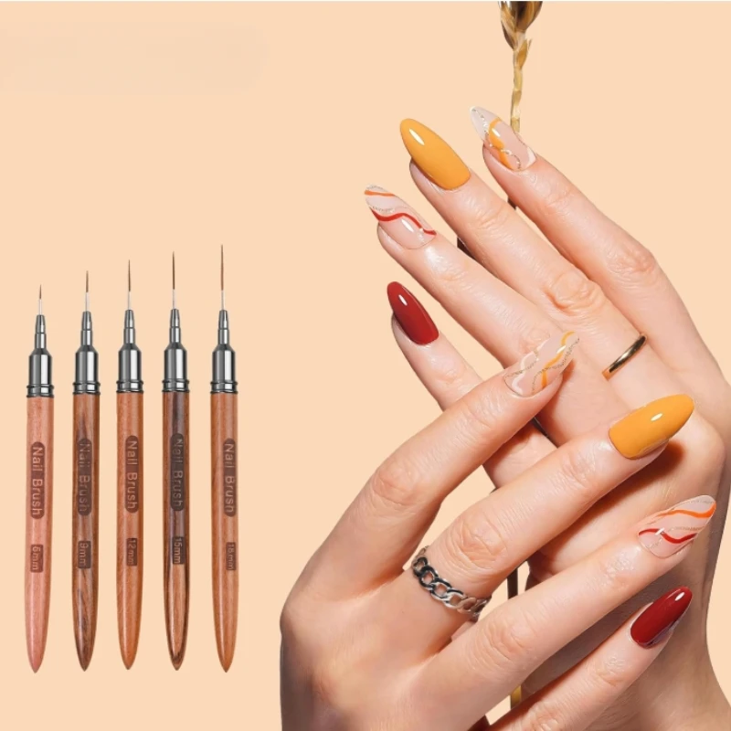 Nail Art Brushes,5Pcs Nail Art Liner Brushes,Painting Art Design Brush Set Nail Dotting Drawing Tool for Long Lines,Thin Details