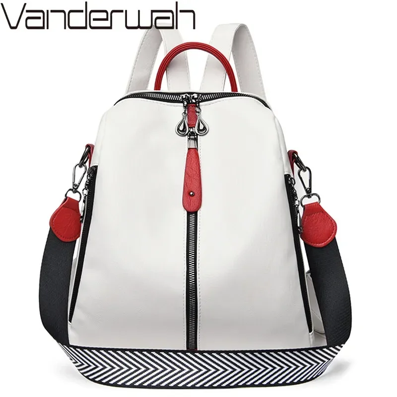 Multifunctional Backpack Women Leather Backpacks Female White School Bags For Teenage Girls Shoulder Bag Travel BackPack Mochila