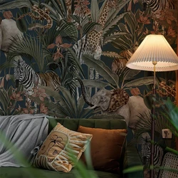 Papier Peint sur Mesure en Forme d'Animaux Tropicaux Asiatiques RON, Gels de Cuir oral elu, pour Grill, Restaurant, Décoration de Maison