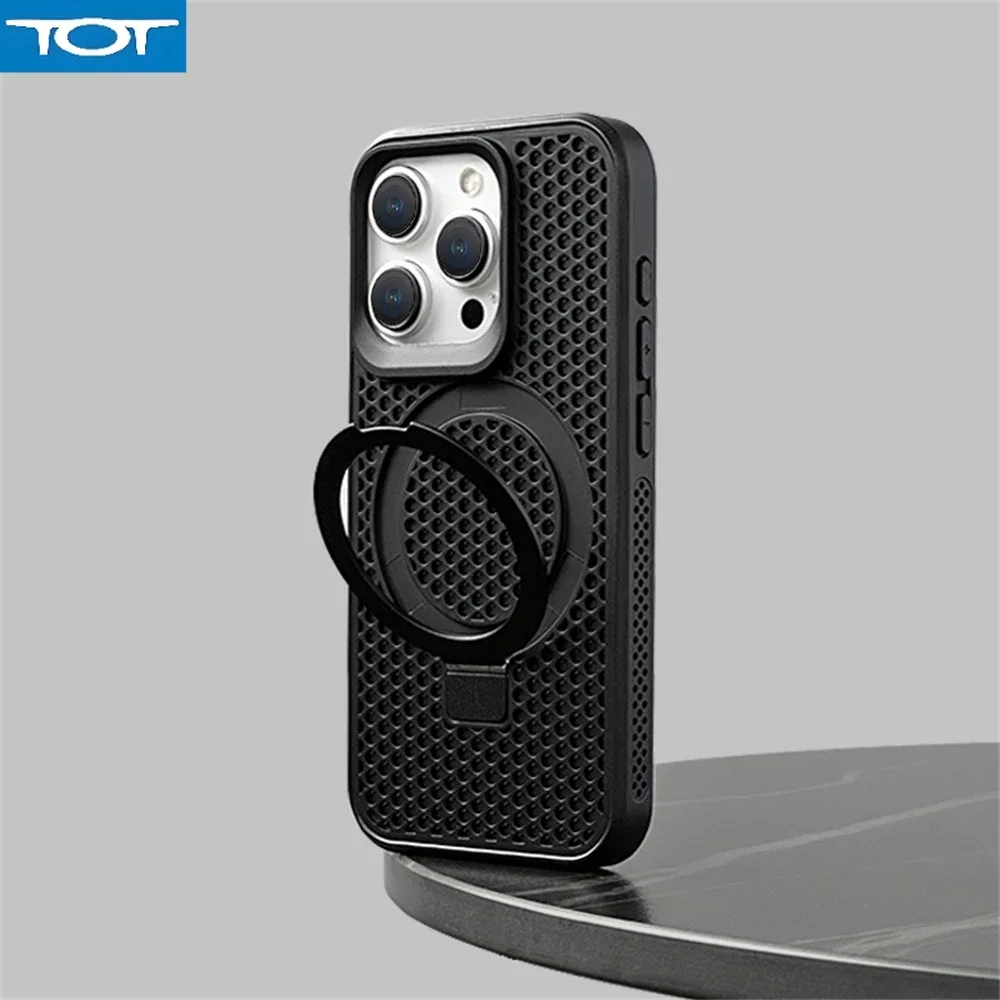 

Роскошный матовый чехол-подставка с отверстием для рассеивания тепла для iPhone 15, 14, 13, 12, Pro Max для Magsafe, жесткий чехол для ПК с магнитной беспроводной зарядкой