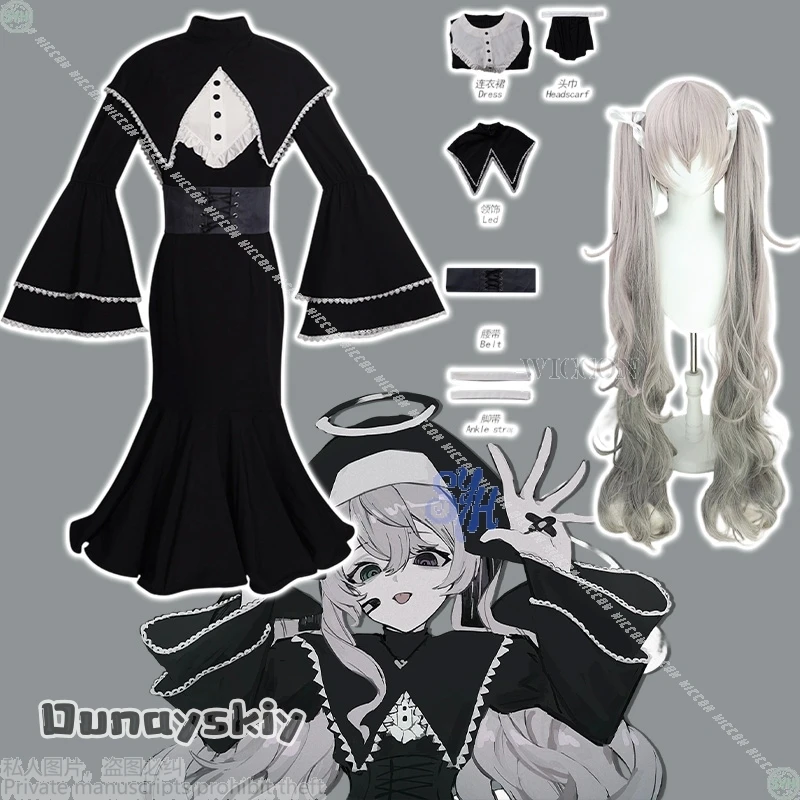 

Idol Girls Groups Nightcord At 25:00 Mikkuu Anime Game Project Sekai Cosplay Costume Black Vintage Goth Lolita {Hemera}Halloween