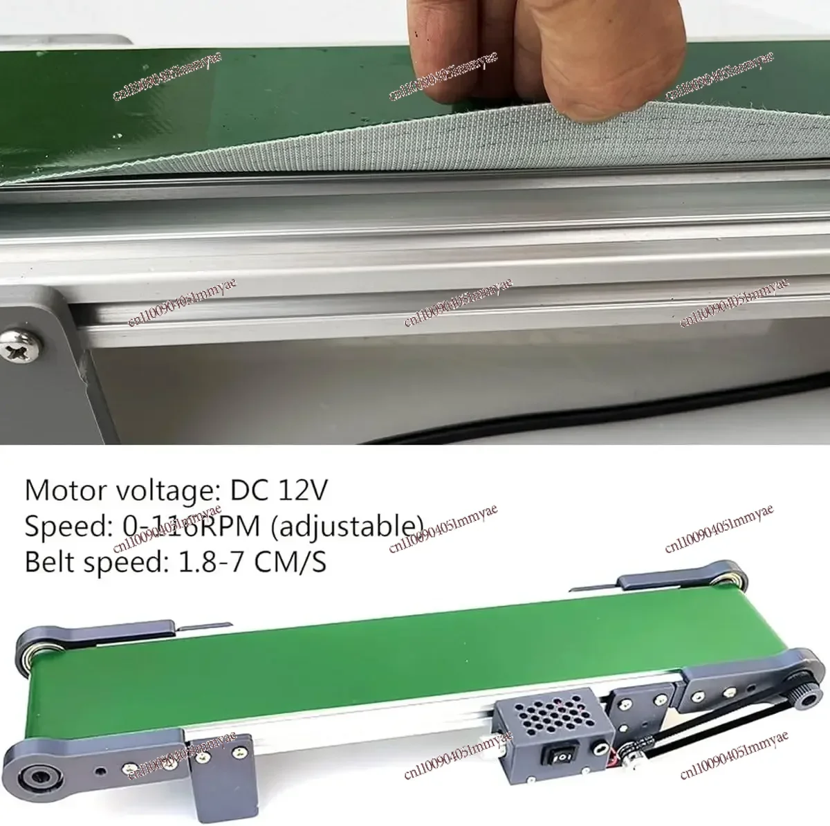 

10x100cm Desktop Conveyor Belt Mini Portable Laboratory Conveyor Belt with Forward Reverse Pause Functions 1.8-7.6cm/s 0-116RPM