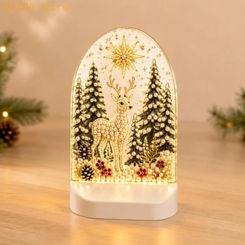 Christmas LED Acrylic Art Set with Faceted Pieces for a Handmade Indoor Display Project That Glows During Evening Use D0LD