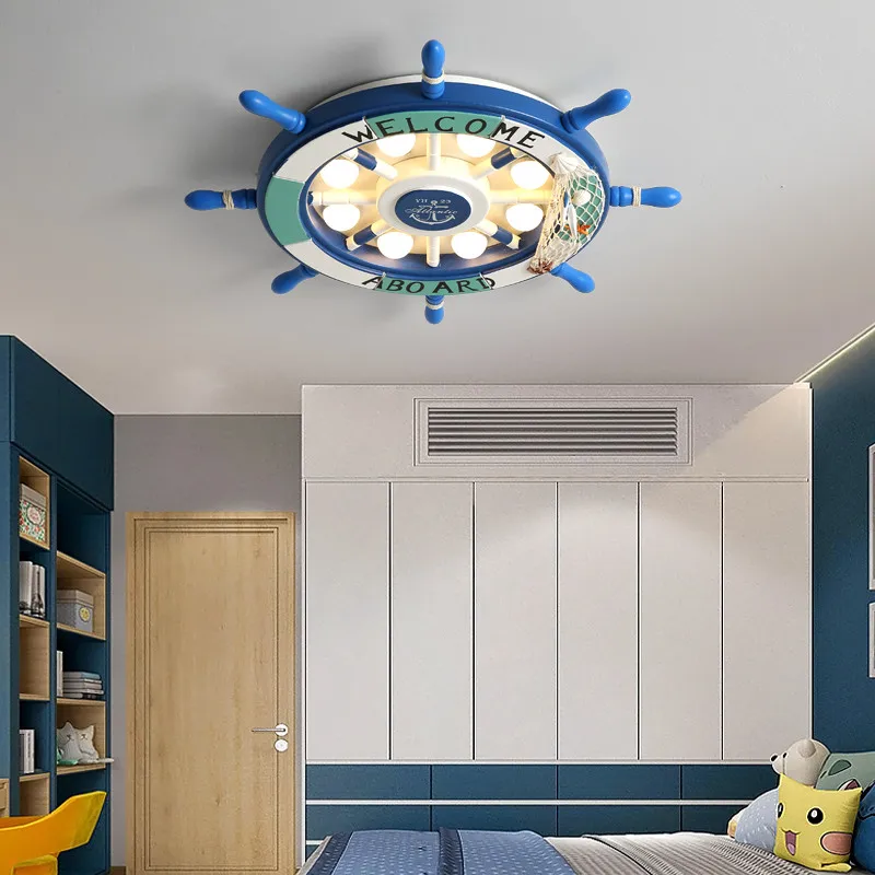 Imagem -03 - Sea Ocean Boat Leme Ceiling Light para o Quarto das Crianças Iluminação Led para Meninas e Meninos Lâmpada para Crianças Quarto Berçário