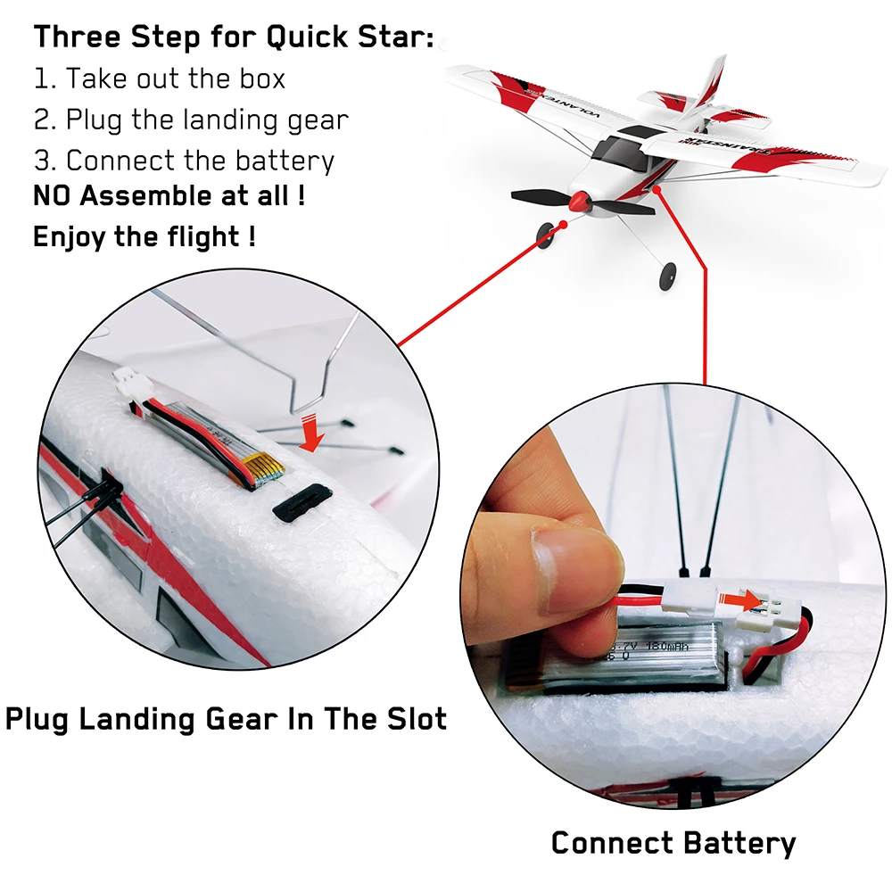 Volantex 761-1 RC Airplane 2.4GHz 4Channel Gyro Trainstar RC Plane Glider EPP Foam Trainer Warbird Fixed Wing RTF One-Key U Turn
