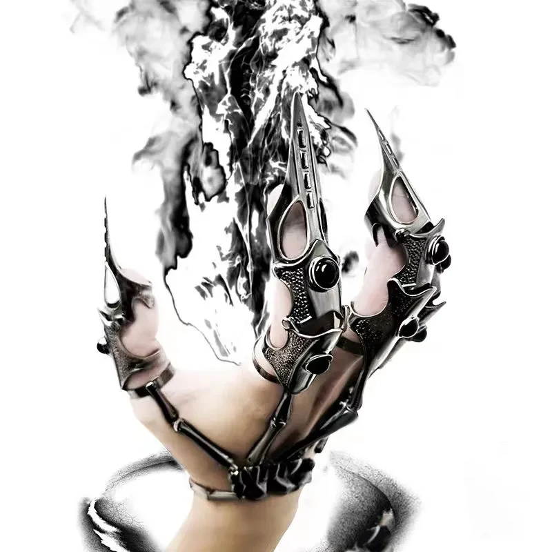 ZHUHE الهيكل العظمي شبح مخلب حلقة مفتوحة نمط Cyberpunk للنساء الرجال مجوهرات اكسسوارات هدايا الحفلات #2