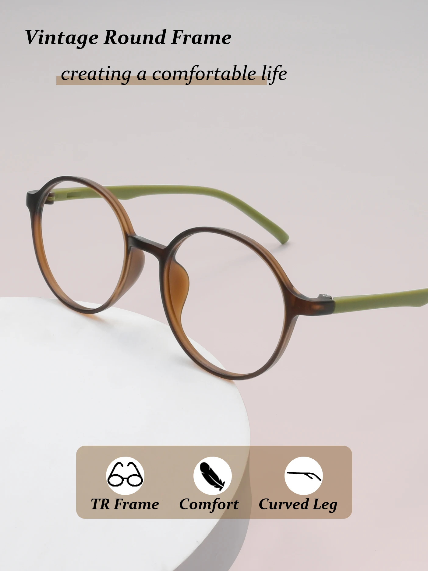 Marke Design Vintage Runde Grün Rahmen Anti Blau Licht Photochrome Lesebrille Männer und Frauen Rezept Individuelle Gläser – Detail 1