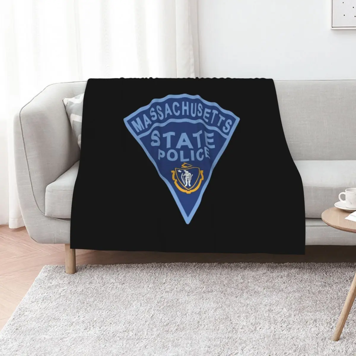 

Massachusetts State Police Patch Throw Blanket Decoratives blankets ands Hairys Baby Blankets