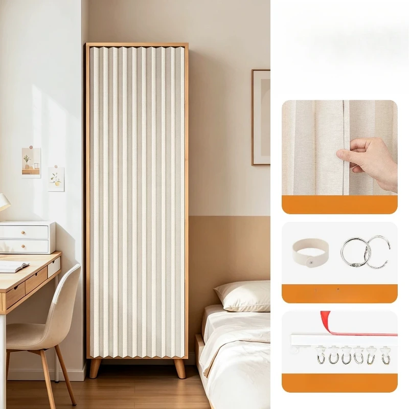Magnetic Sliding Rail Narrow Cabinet Curtain Dustproof Fabric For Bookcase Mirror Cupboard Storage Home Blind Conceal Clutter