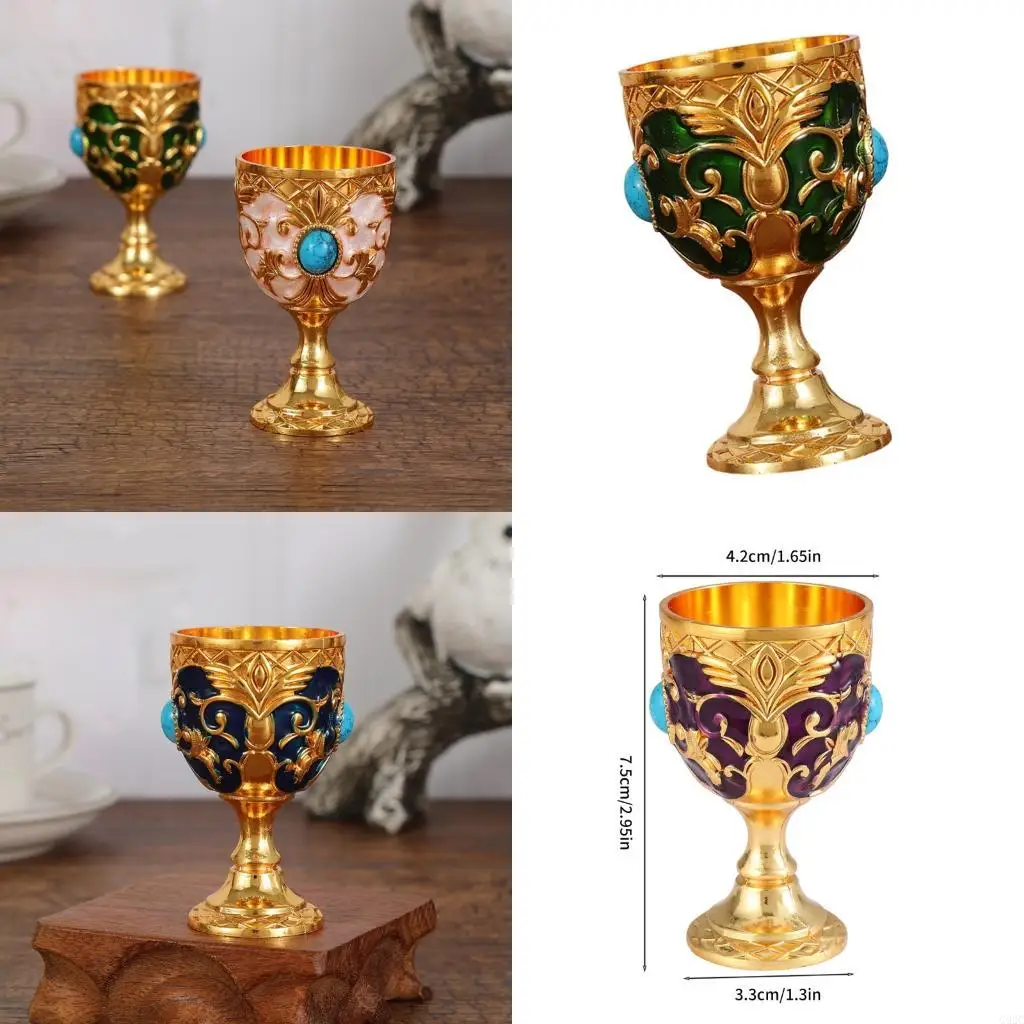 G92C Elegant European Metal Shot Glass Butterfly Embossed Chalice Goblet Wine Drink Cup For Kitchen Bar Decors And Party Use