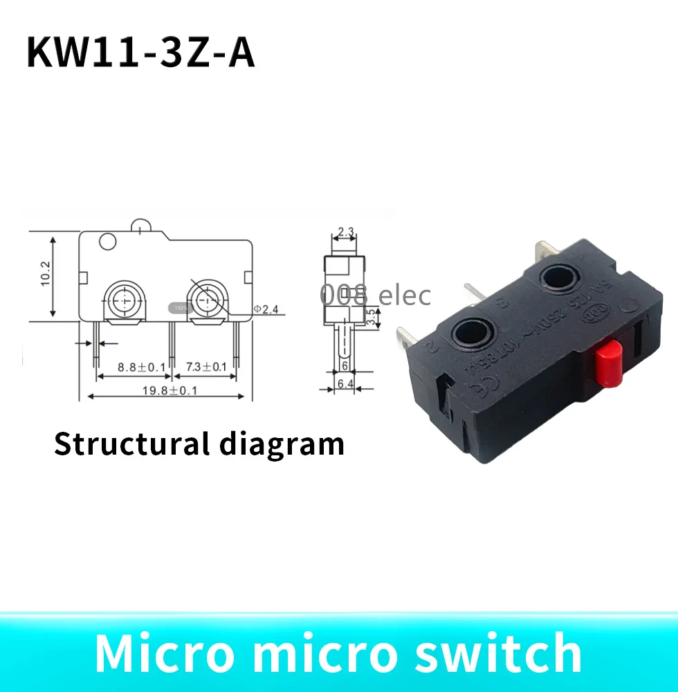 5pcs  KW11-3Z  Small micro limit switch mechanical stroke 5A 125/250V~10T85 self-reset foot