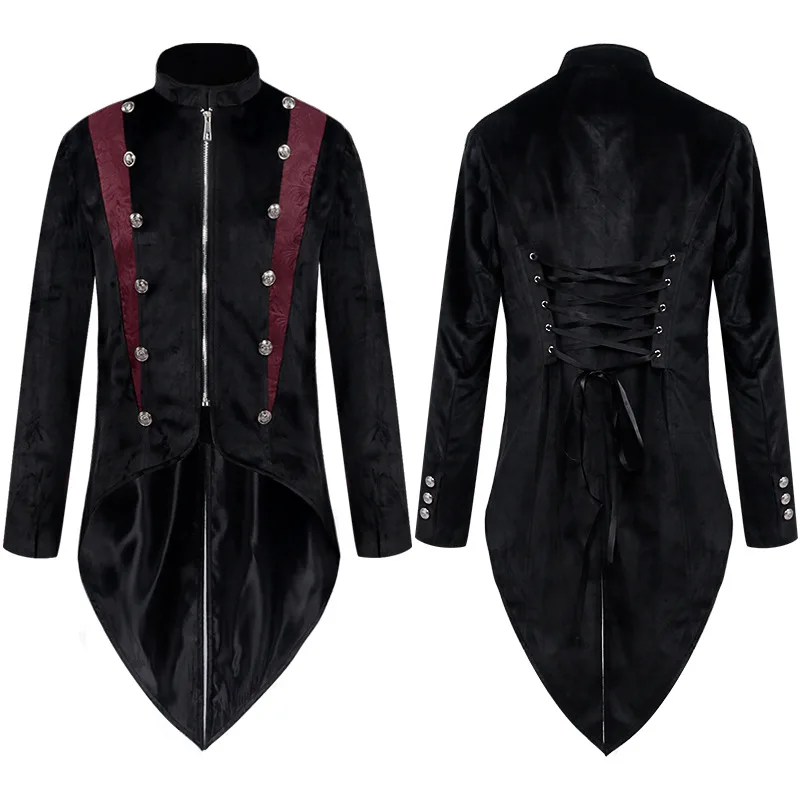 

Halloween Steampunk Gothic Embroidered Victorian Jacket Vintage Tailcoat Medieval Frock Coat Renaissance Costume for Men Xmas