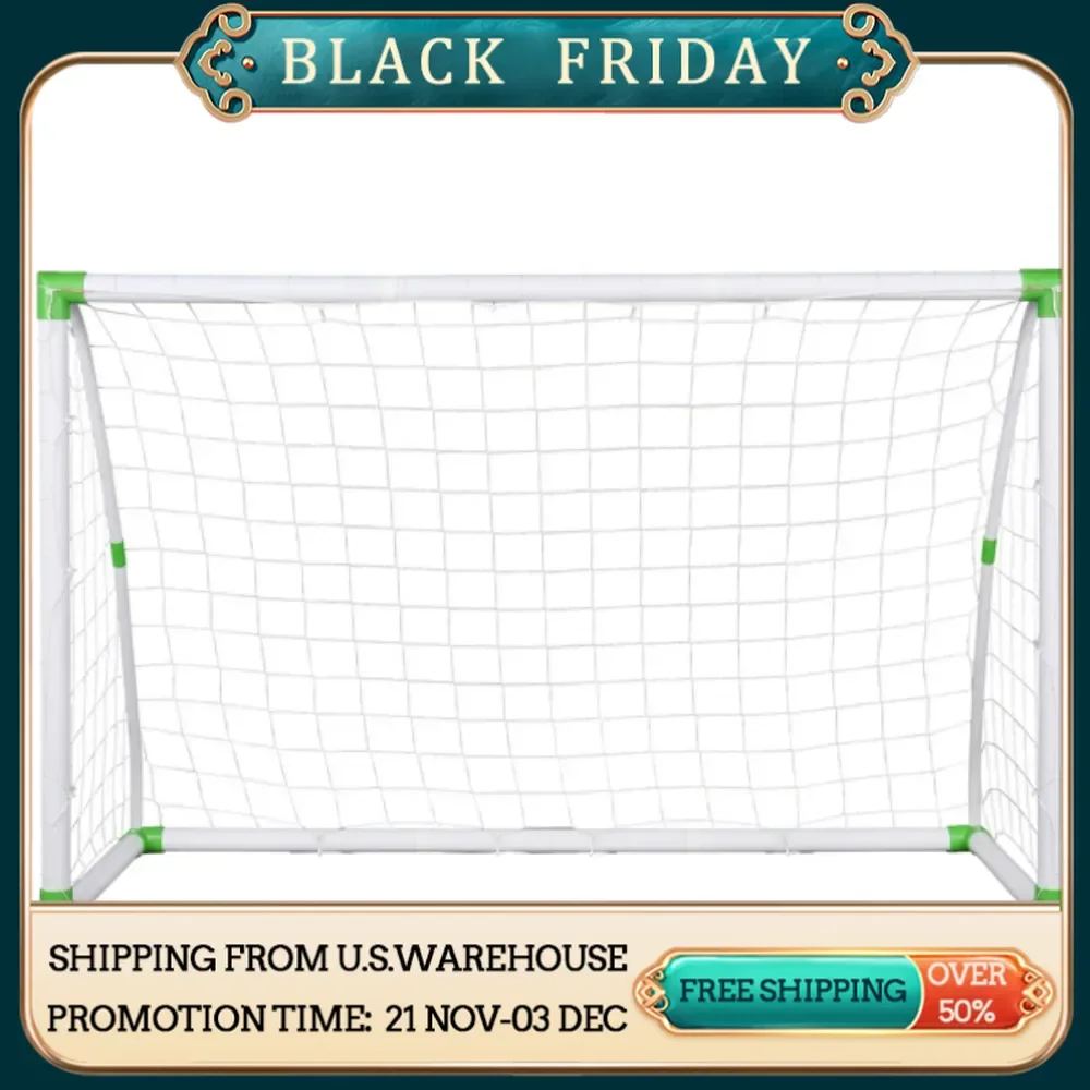 6' x 4' Soccer Goal Training Set with Net Buckles Ground Nail Football Sports soccer goal