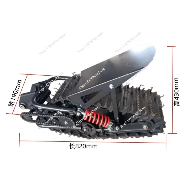 

Modified snowmobile, two-wheeled motocross parts, track wheels, snow rockers, rubber tracks, drive wheels