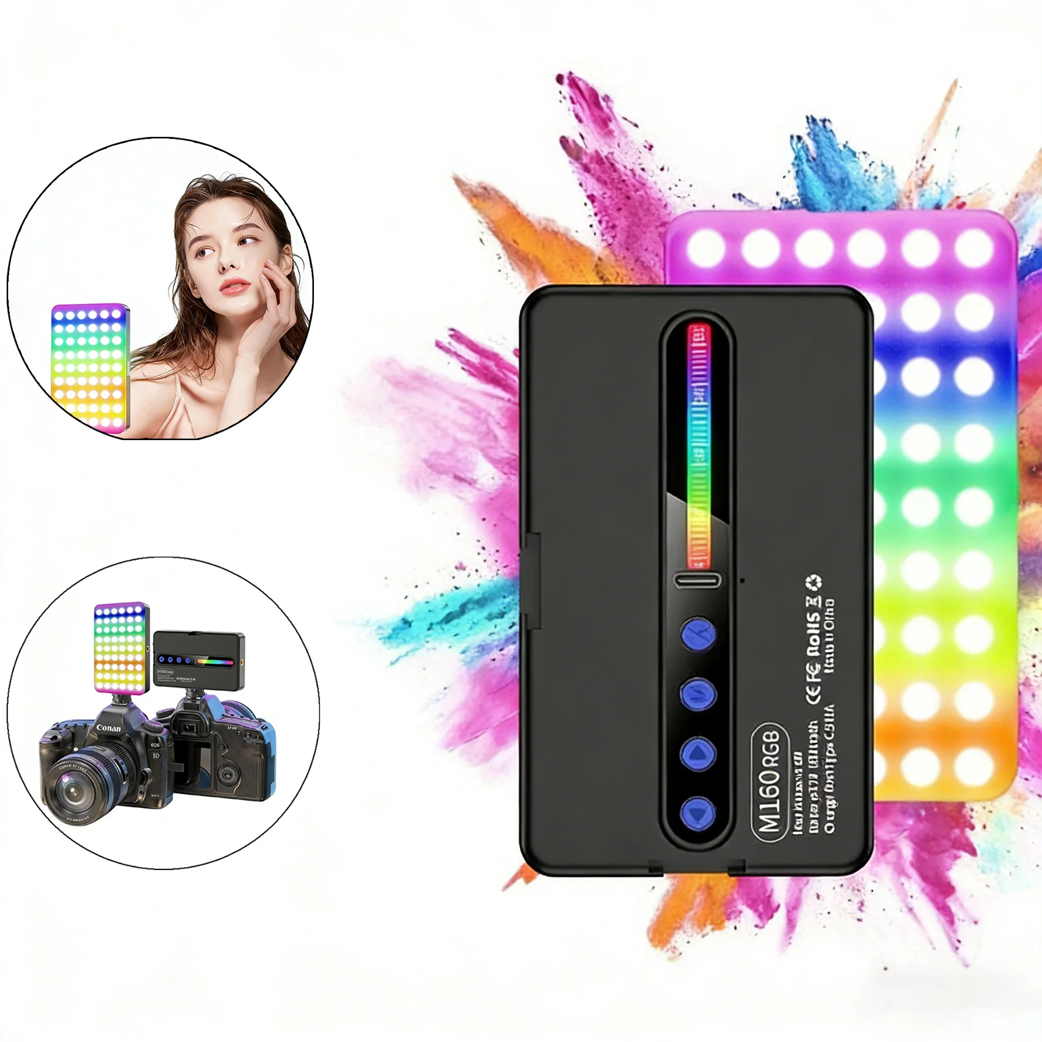 Portable RGB Full Color Atmosphere Light Square LED Fill Light for Mobile Photography Convenient Outdoor Shooting Pocket Lamp