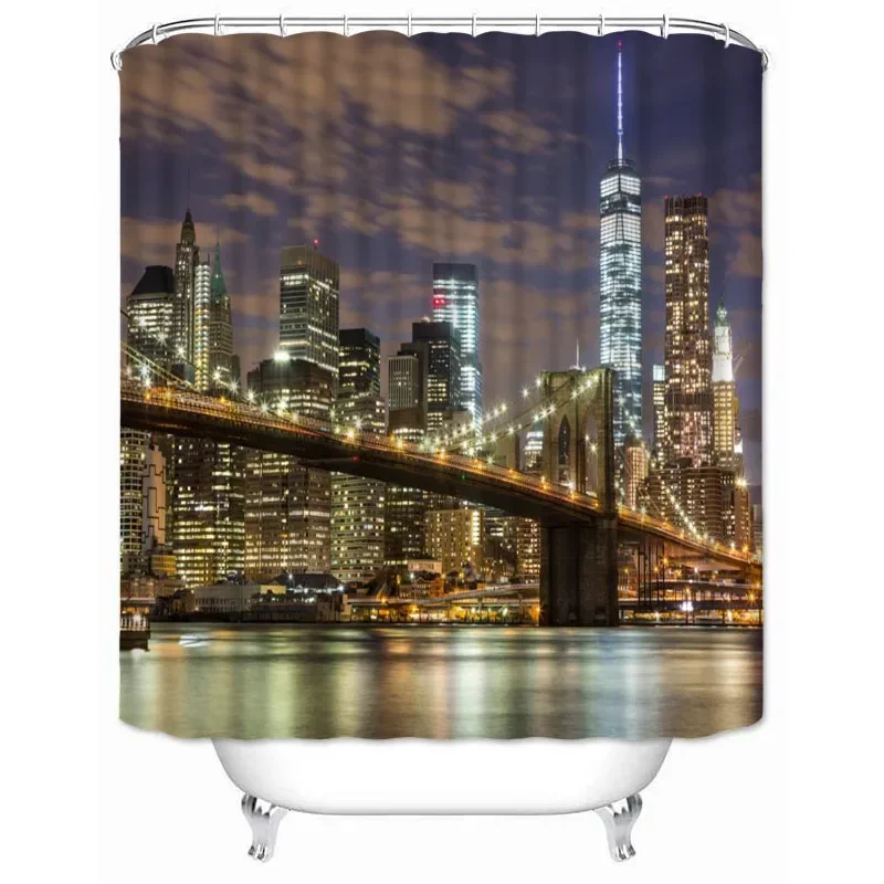 New York City Printed Shower Curtain Waterproof Polyester Fabric Bathroom Hooks Home Decor cortina de la ducha