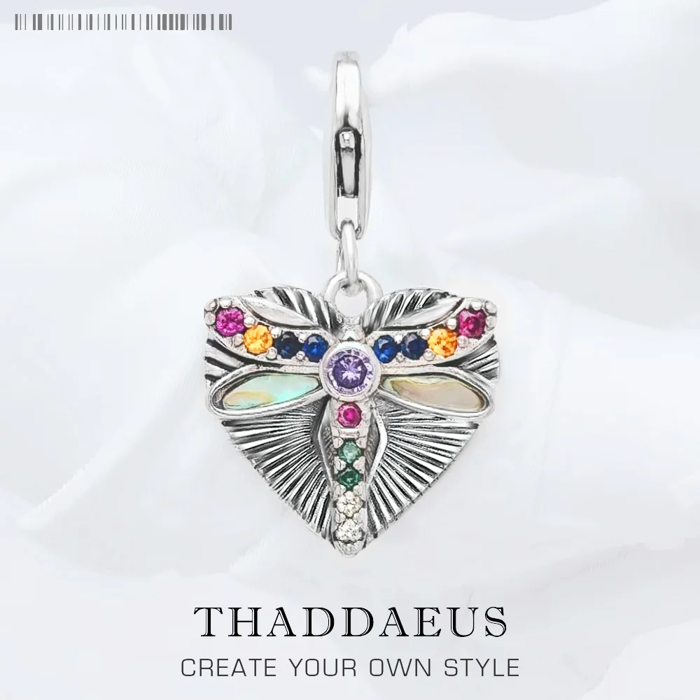 

Heart With Dragonfly Pendant 925 Sterling Silver Dangle Charm Women Bohemia Fine Jewelry