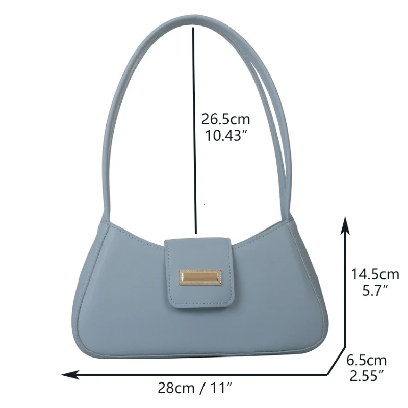 Minimalist Shoulder Bag for Women Simple Solid Color Underarm Bag Women\'s Buckle Handbag and Purse Fashion Small Top-handle Bags