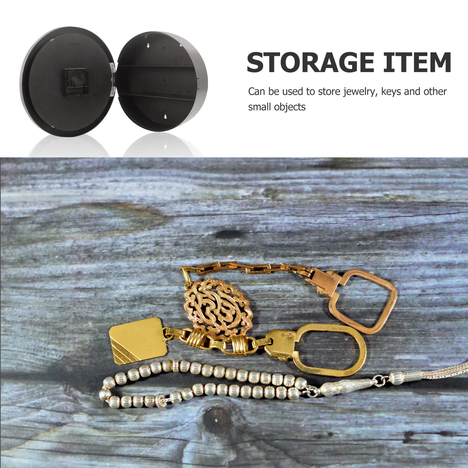 Creative Clock Shaped Key Hider Secret Compartment Storage Box Decorative Hidden Safe for Keys Coins Cash Lightweight Compact
