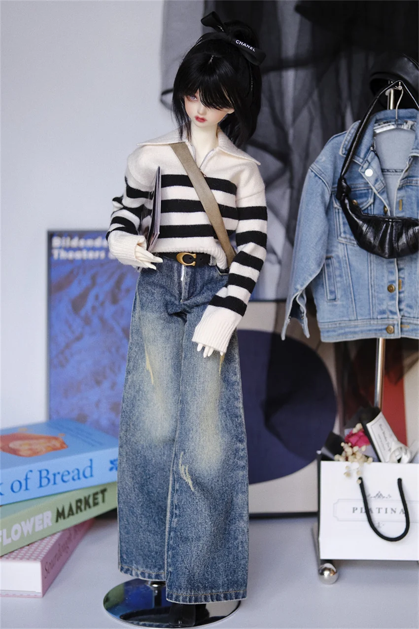 BJD Puppe Jeans Kleidung Blau Mädchen Spielzeug Elegante 1/3 1/4 Boot-cut Hosen Denim Serie Retro Waschen Micro Breite bein Puppe Zubehör – Detail 18